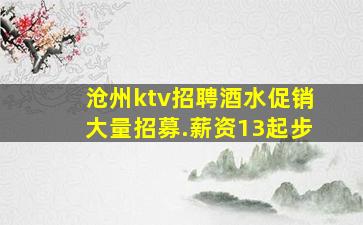 沧州ktv招聘酒水促销大量招募.薪资13起步